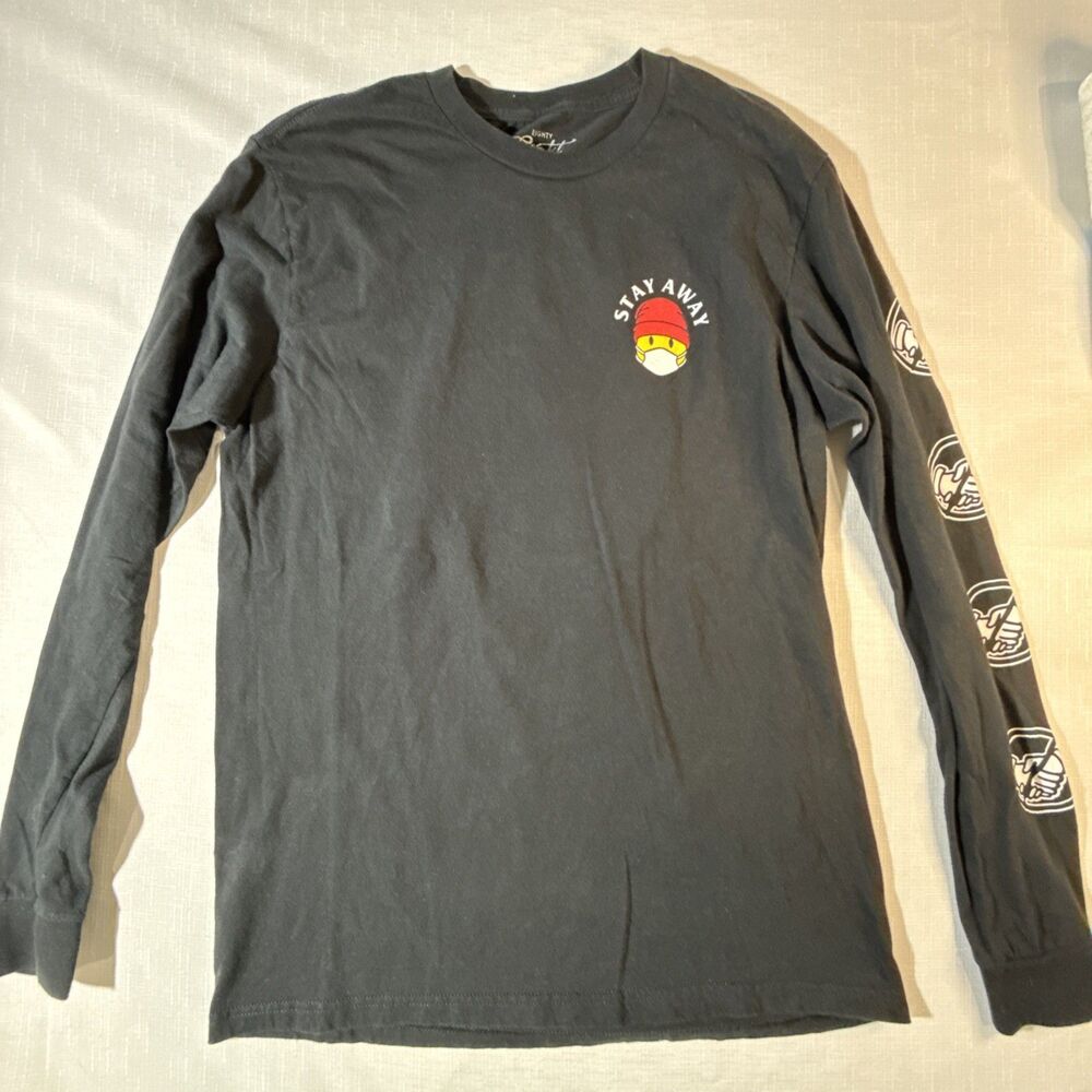 Eighty Eight Men’s Black Long Sleeve “Stay Away” Graphic Tee Size M Crew Neck